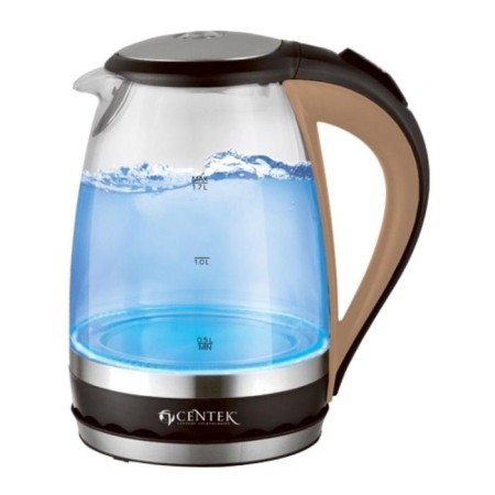 Electric kettle Centek CT-0046, glass, 1.7 l, 2200 watts, backlight, brown