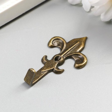 Metal hook "Heraldic lily" bronze 4.6x2.5x1 cm-1