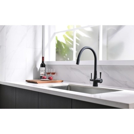 LEMARK COMFORT LM3075BL kitchen mixer, single -leaf, drinking output, black-3