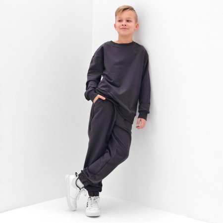 Costume (sweatshirt and trousers) children's minku, graphite color, height 128 cm-2