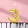 Candle for the Cake "Flowerers", number "3", golden
