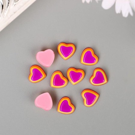 Decor for creativity plastic "Striped hearts" Pink-violet set 10 pcs 1.2x1.3 cm-2