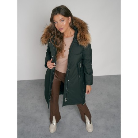 Coat insulated winter female, size 46, dark green color-20