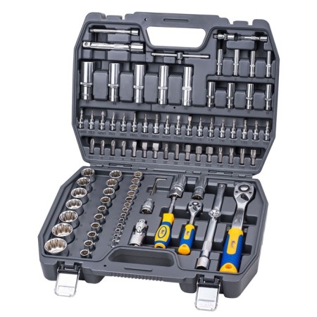 Набор инструмента KRAFT KT700682, 1/2" и 1/4" 12 гр. головки, 4-32 мм, 94 предмета, кейс-1