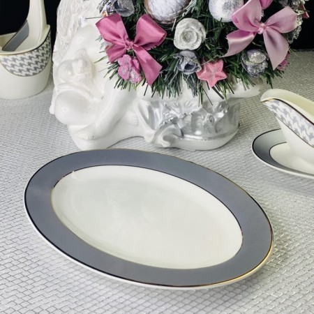 Oval dish Lenardi Earl Grey, length 23 cm
