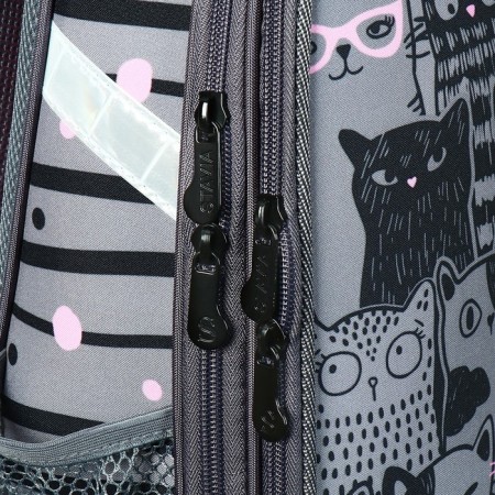 School backpack 38 x 30 x 16 cm, ergonomic back, stavia "cat family", gray-9