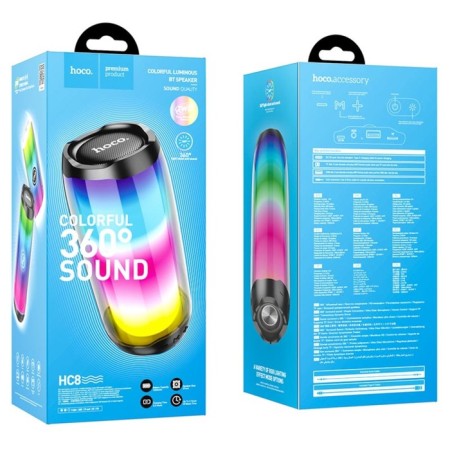 Portable column Hoco HC8, 10 W, 5.0, FM, AUX, 1800 mAh, RGB-lighting, black-4