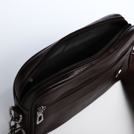 Male bag over the shoulder, artificial leather, brown color-3