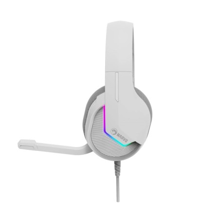 Marvo H8618 WH headphones, game, full -size, microphone, USB, 2 m, RGB, gray-2