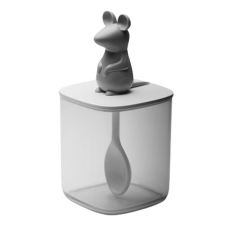 Bank for bulk products Qualy Lucky Mouse Seasoning, with a spoon, 250 ml