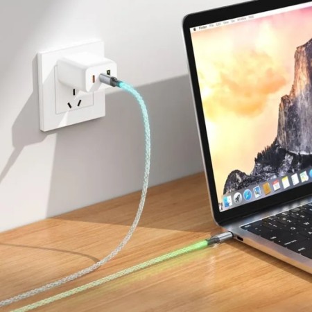 Cable Hoco U112, Type-C-Type-C, 3 A, 1 m, luminous, grunt-3