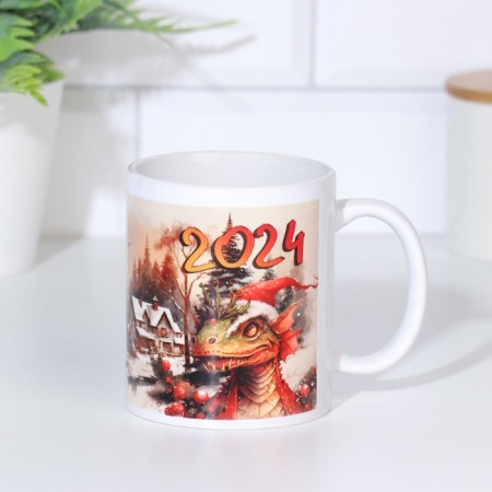 Sublimation Mug "Dragon, Happy New Year 2024, 320 ml, with application-3