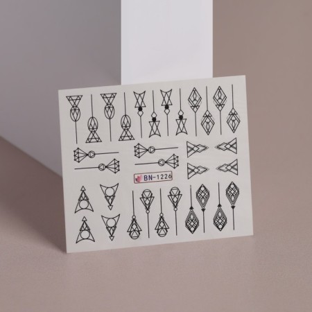 Slider - nail design "Graphics", packing 6 pcs, black color