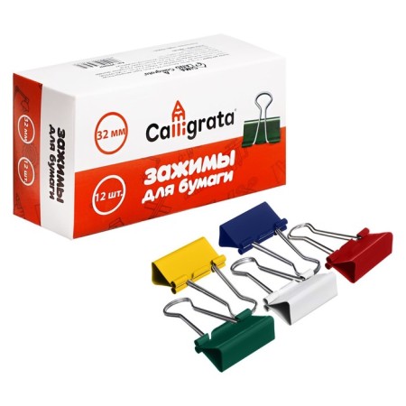 A set of clamps for cauliflower 32mm, 12 pieces, 5 colors, in a cardboard box