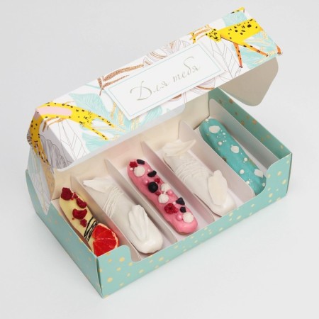 Box for eclairs, confectionery packaging, 5 inserts, “for you”, 25.2 x 15 x 7 cm-7
