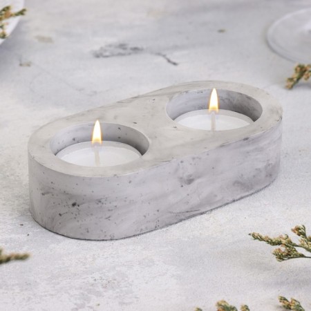 Gypsum Climber from gypsum for two candles oval, 12x6x3cm, marble with black stripes