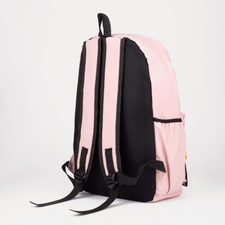 School backpack on lightning from textiles, 3 pockets, pink color-1