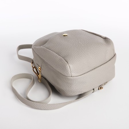 Women's backpack-Mini of artificial leather with lightning, 1 pocket, color gray color-2