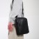 Male bag over the shoulder, Textura, artificial leather, black color