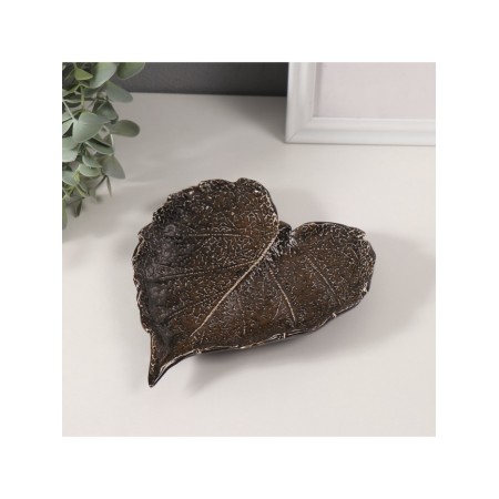 Souvenir ceramic stand "Sheet with veins" brown gloss 16x19.5x2.5 cm