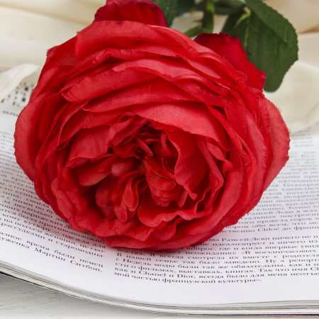 Artificial flowers "velvet rose" 10x65 cm, red-1
