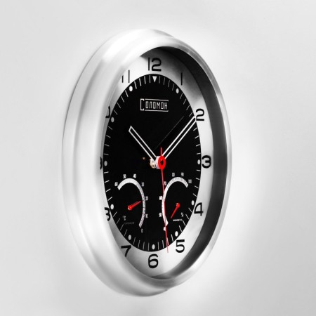 Wall clock, series: interior, "speed", smooth move, thermometer, hygrometer, d-32 cm-1