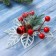 Christmas tree decoration "Festive flowers" (set 2 pcs) berries, 13 cm, white