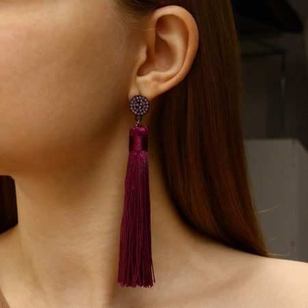 Earrings "Brushes" harmony, purple color, l brush 8.5 cm-3