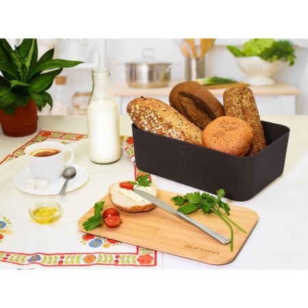Khlebnitsa Oursson, 29.6 × 19.6 × 11 cm, with a cutting board, black