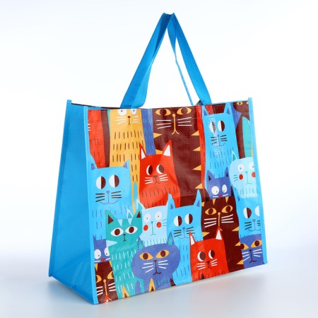 Household bag without fastening, blue/multi -colored color