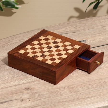 Checking chess with drawers, board 20x20 cm, shisham tree-6