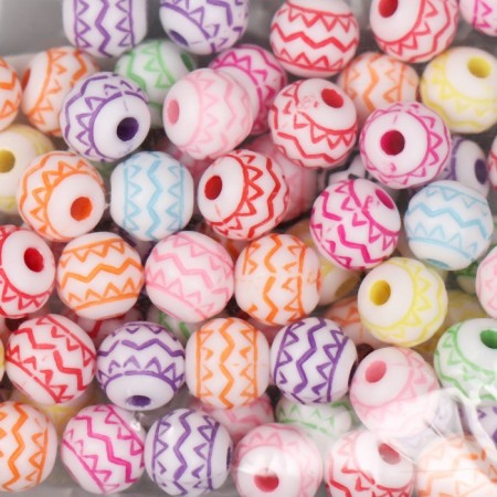 A set of plastic beads "Astra", ornament and English. alphabet, round 8 mm, 20 g, multi -colored 1020842-1