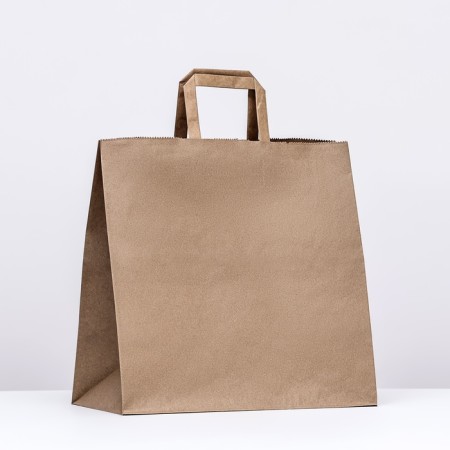 Paper Kraft package, flat handle32 x 18 x 32 cm, 90 g/m²
