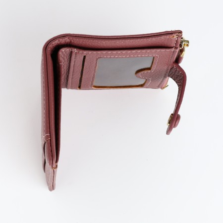 Women's wallet on the button, pink color-4