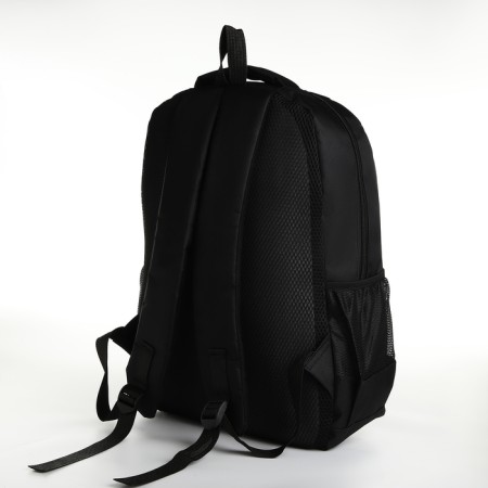 School backpack from textiles with a zipper, 4 pockets, black color-3