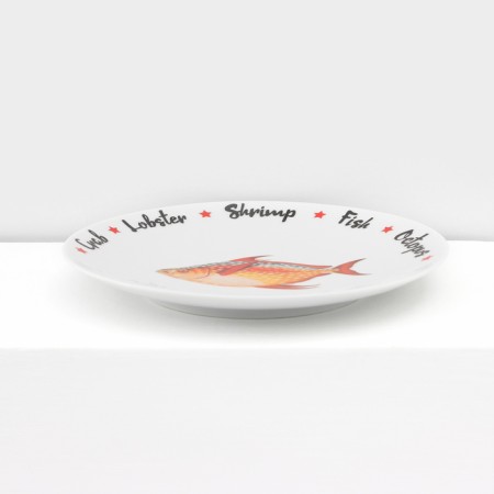 Set of porcelain plates for Sealife pizza, 7 objects, Mix drawing-11