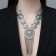 Hestia's necklace circle, blue color in black silver, 45 cm
