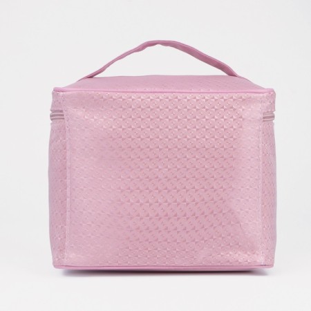Cosmetic bag with a zipper, with a mirror, pink color-1