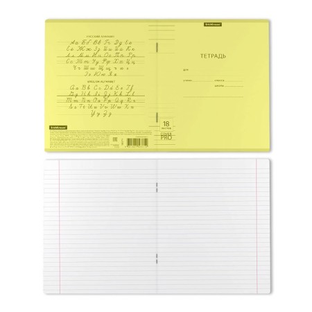 Notebook 18 sheets ruler Erichkrause Coverpro Neon "Classic", plastic cover, OFSET BOLOC, 100%, yellow-3