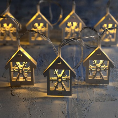 Garland “thread” 2 m with nozzles “house”, ip20, transparent thread, 10 LED, warm white glow, AAH2
