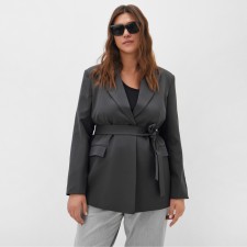 Women's jacket with a belt Mist Plus-Size, r.54, gray