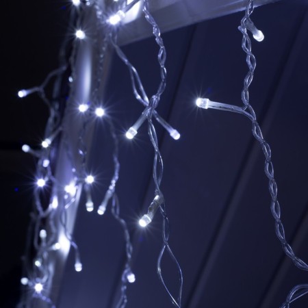 Garland "fringe" 3 × 0.6 m, IP44, UMS, transparent thread, 160 smd-led, white glow, 220 V-1