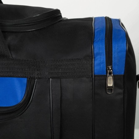 Road bag, 3 parts on lightning, external pocket, long belt, black/blue color-2