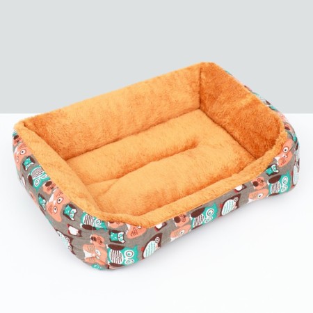 Animal bed lying + rotary rug, 50 x 40 x 15 cm, beige-gray-1