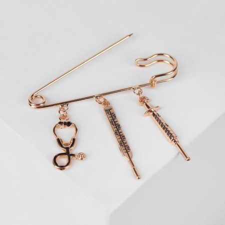 Pin with pendants "Medicine", 7 cm, color black gold-3