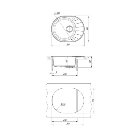 Dr.gans Smart “Viola-580” kitchen washing is 580x460 mm, h = 197 mm, white color-1