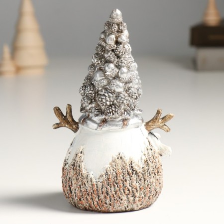 Polystone souvenir "Snowman in a cap of cones and stoopers" 10x8x17 cm-2