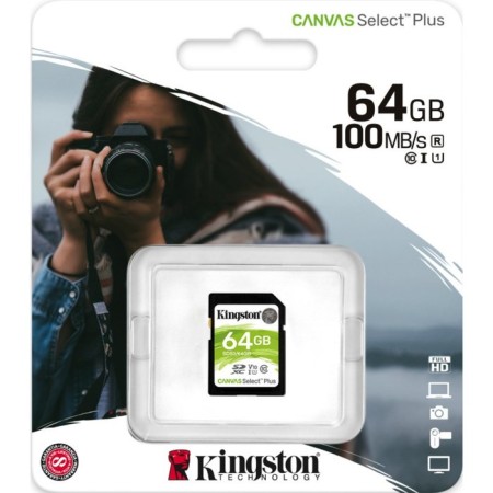Memory of SDXC 64 GB Kingston Class 10 100MB/S Canvas Select Plus/SDS2/64GB