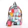 School backpack from textiles with a zipper, 4 pockets, wallet, colorful color