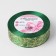 Satin tape with embossing "Paporotnik", 25 mm × 18 ± 1 m, emerald color/gold No. 168